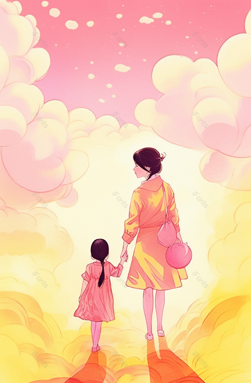 温馨手绘母亲节插画海报效果背景图,插画/手绘图,插画/手绘图库,插画/手绘图下载,插画/手绘